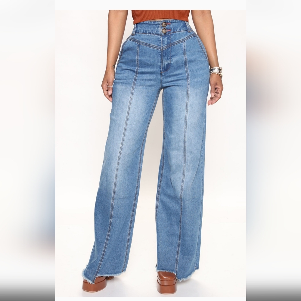 Fashion nova stretch wide leg jean
